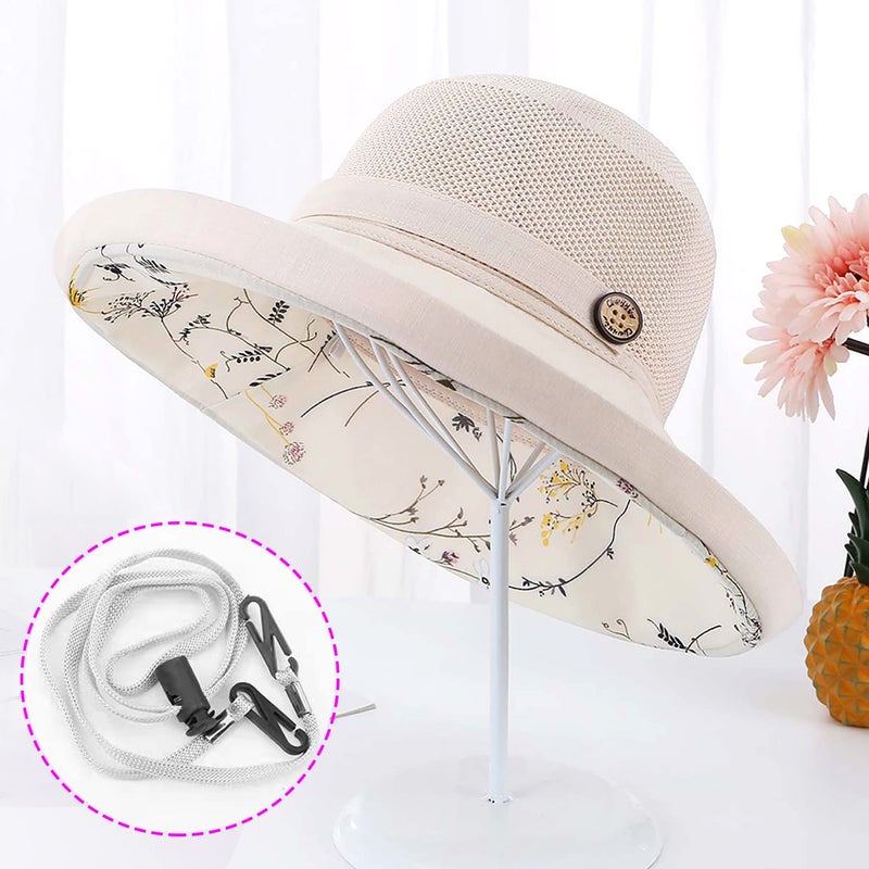 HUAMULAN Women Mesh Crown Wide Brim Sun Hats Floppy Summer UV Protection UPF Hat for Beach Hiking Garden Travel Lawn Work Chin Strap - Image 2