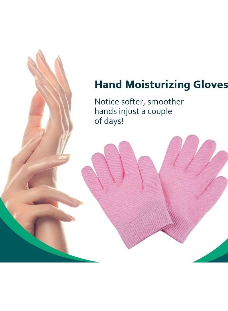 Generic Pair Gel Spa Gloves Moisturizing Gloves for Dry Hand Treatments, Cotton Hand Lotion Gloves Night Moisture Gloves, Silicone Glove to Soften Dry Cracked Skin (Pink)  - Image 3