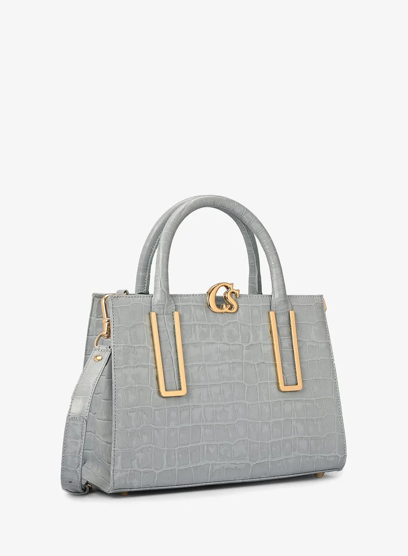 Atlantic Blue Croco Tote Bag