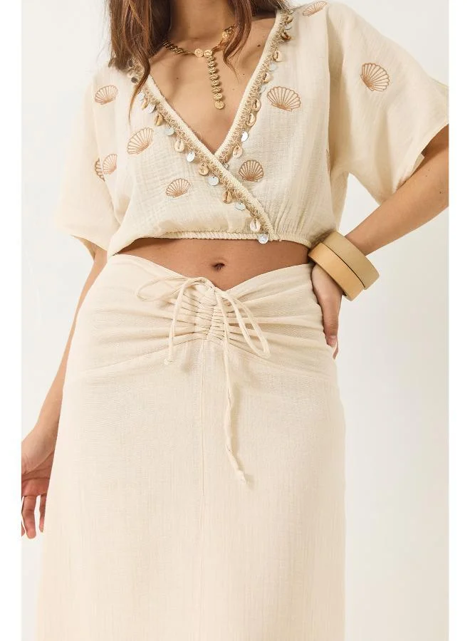 Ginger  Boho Embroidered Wrap Top & Skirt Coord Set for Women | Best Price UAE