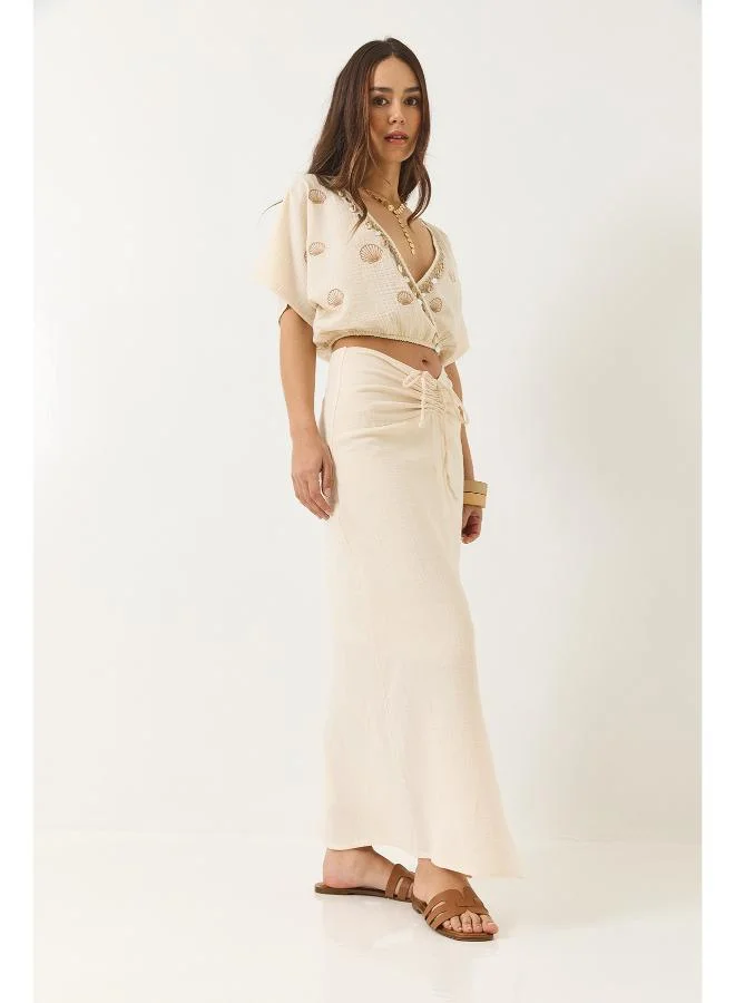 Ginger  Boho Embroidered Wrap Top & Skirt Coord Set for Women | Best Price UAE