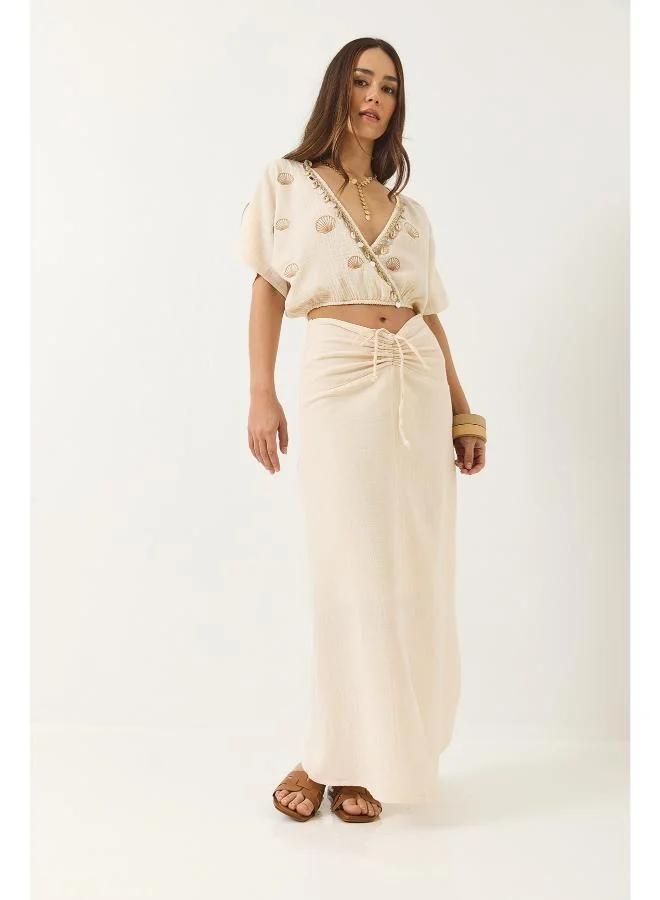Ginger  Boho Embroidered Wrap Top & Skirt Coord Set for Women | Best Price UAE