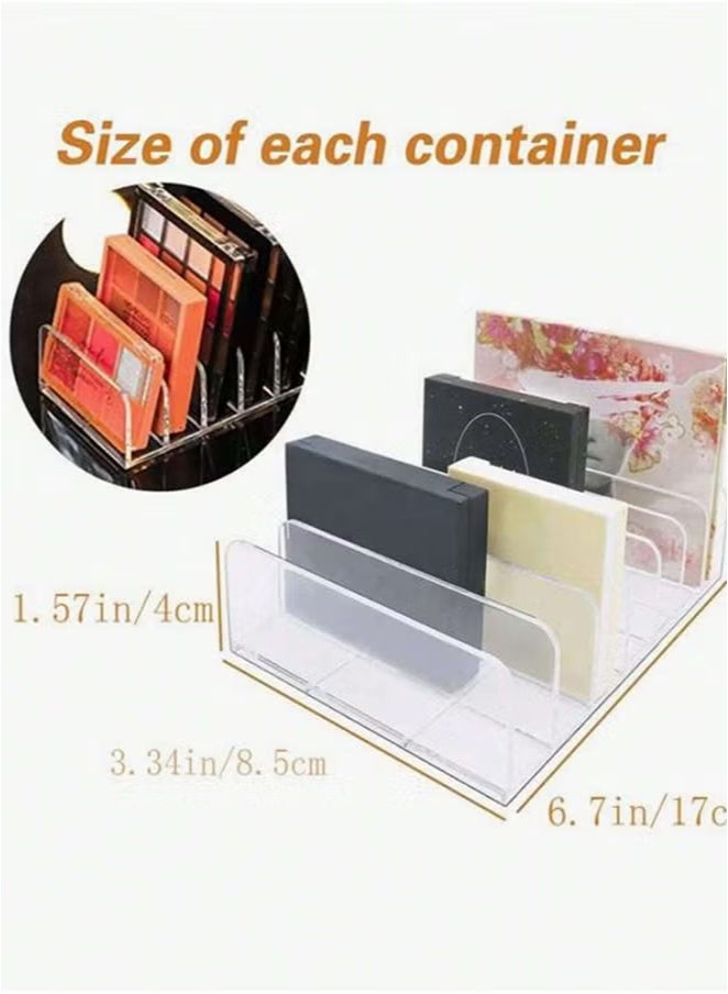 Generic 3-Pieces Makeup Organizer, Eyeshadow Storage Holder, Acrylic Cosmetic Organizer for Bathroom Countertops, Cabinets, 7 Sections (Clear)  - Image 2
