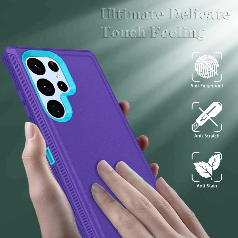 أونولا Phone Case for Samsung Galaxy S23 Ultra Case with HD Screen Protector, Heavy Duty Shockproof u0026 Dropproof 3-Layer Cover Phone Case for Galaxy S23 Ultra 6.8'',PurpleSkyblue - Image 3