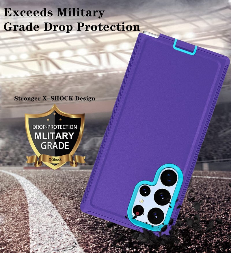 أونولا Phone Case for Samsung Galaxy S23 Ultra Case with HD Screen Protector, Heavy Duty Shockproof u0026 Dropproof 3-Layer Cover Phone Case for Galaxy S23 Ultra 6.8'',PurpleSkyblue - Image 5