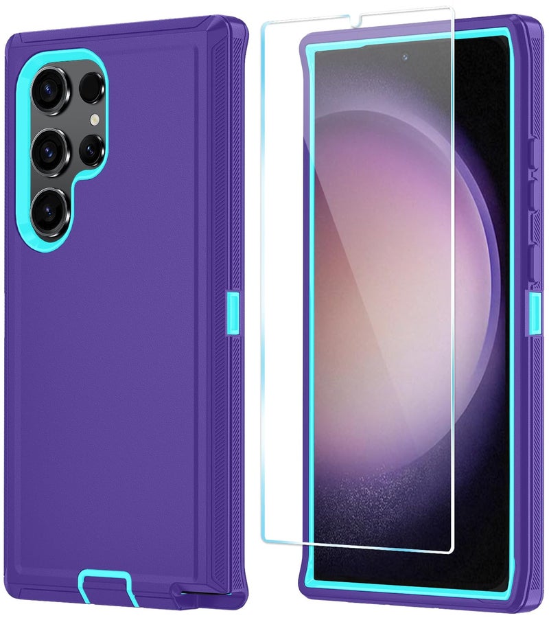 أونولا Phone Case for Samsung Galaxy S23 Ultra Case with HD Screen Protector, Heavy Duty Shockproof u0026 Dropproof 3-Layer Cover Phone Case for Galaxy S23 Ultra 6.8'',PurpleSkyblue - Image 1