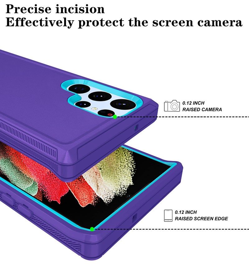 أونولا Phone Case for Samsung Galaxy S23 Ultra Case with HD Screen Protector, Heavy Duty Shockproof u0026 Dropproof 3-Layer Cover Phone Case for Galaxy S23 Ultra 6.8'',PurpleSkyblue - Image 4