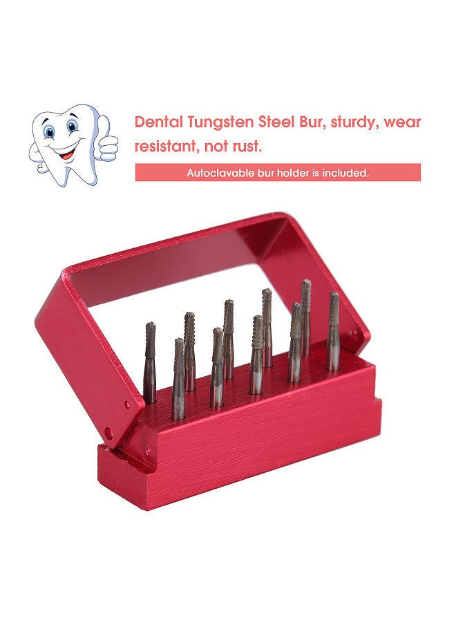Generic - 10pcs/Set High Speed Dental Tungsten Steel Bur Crown Metal Cutting Burs for Polishing Dental Lab Burs - Image 1