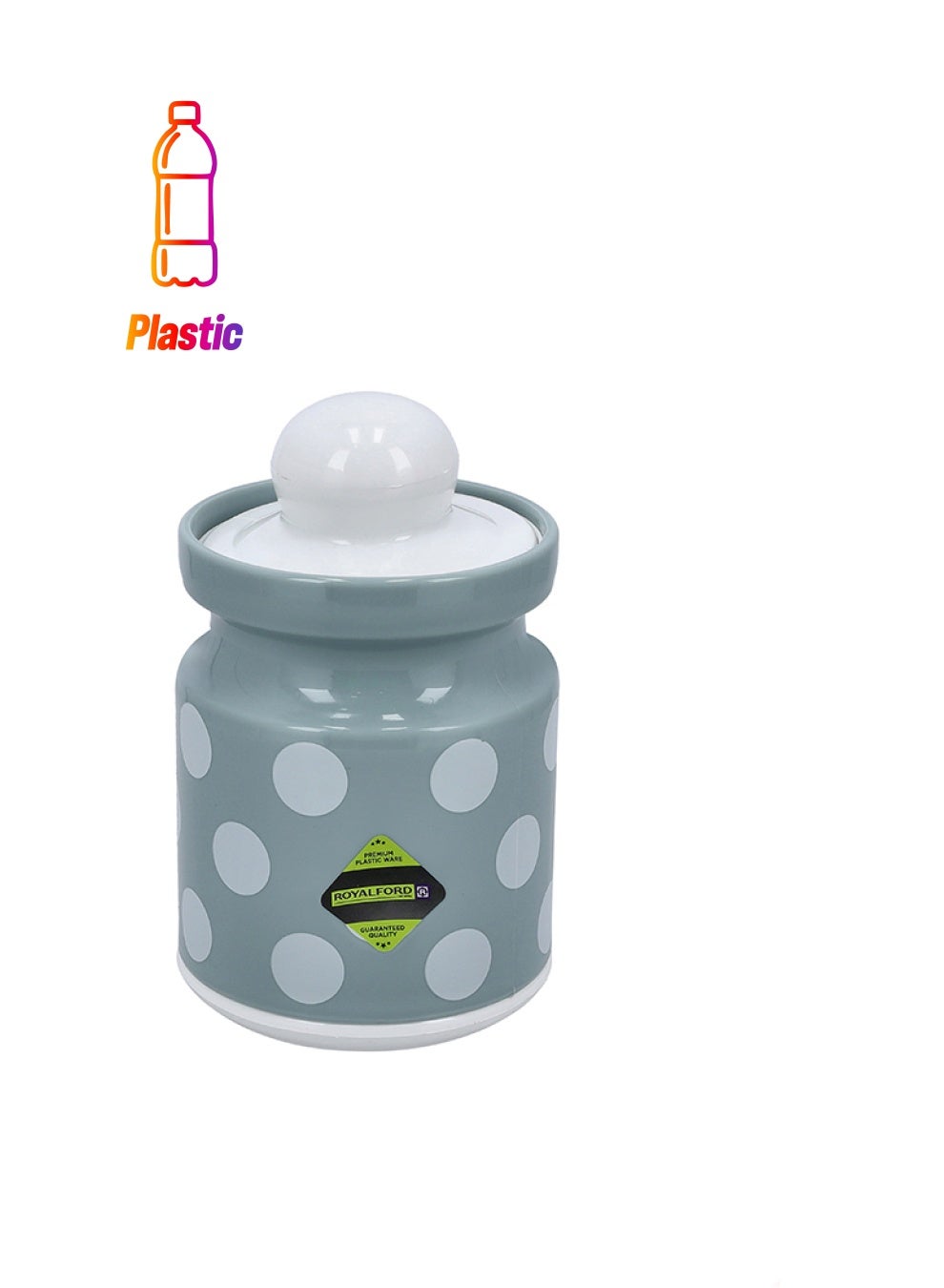 Royalford Classic Spice Jar, RF10875, 1.5L Plastic Jar with Lid | BPA-Free Food Cereal Air-Tight Containers | Ideal For Flour, Sugar, Coffee, Candy, Spice Jars Grey
