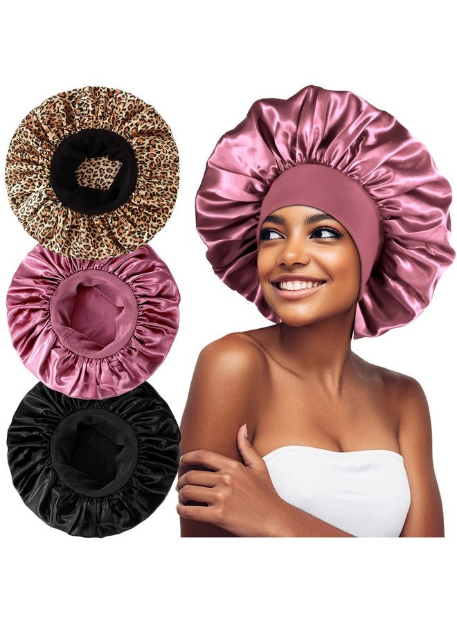 Heniho 3Pcs Extra Large Satin Bonnets For Sleeping Hair Bonnets For Black Women Braids Curly Hair C - Image 1