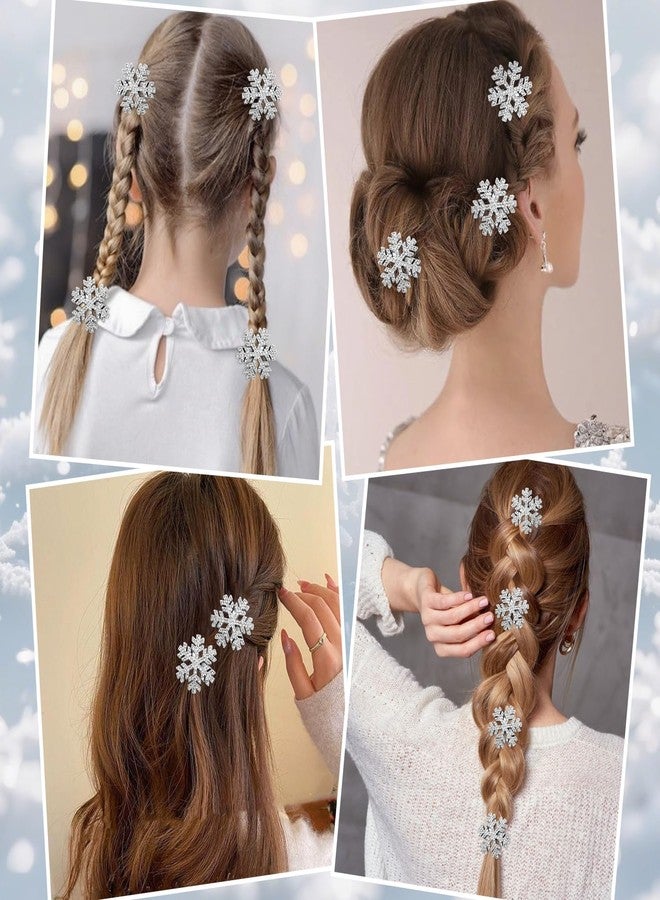 Atoden Sparkly Rhinestones Snowflake Hair Clips Barrettes 20Pcs Christmas Hair Accessories Decorative Hair Pins Princess Cosplay Party Xmas Gifts for Women Girls (Silver) - Image 2