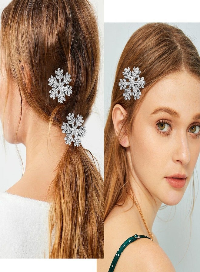 Atoden Sparkly Rhinestones Snowflake Hair Clips Barrettes 20Pcs Christmas Hair Accessories Decorative Hair Pins Princess Cosplay Party Xmas Gifts for Women Girls (Silver) - Image 5