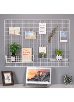 GreenUniverse GreenUniverse Grid Photo Frame for Wall Clip Holder Photo FrameMulti Functional Creative Mesh Wall GridPackage 1pc Frame White 45cm x 65cm  - Image 3