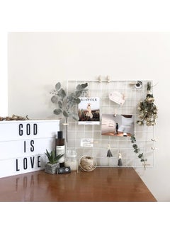 GreenUniverse GreenUniverse Grid Photo Frame for Wall Clip Holder Photo FrameMulti Functional Creative Mesh Wall GridPackage 1pc Frame White 45cm x 65cm  - Image 2