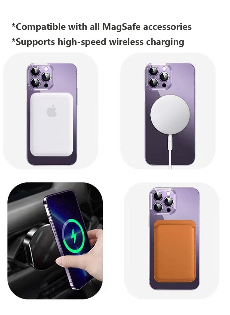 Magnetic Case for iPhone 16 Pro Max with Mag Safe Full Camera Lens Protection Color Plating Soft Clear Phone Case for iPhone 16 Pro Max