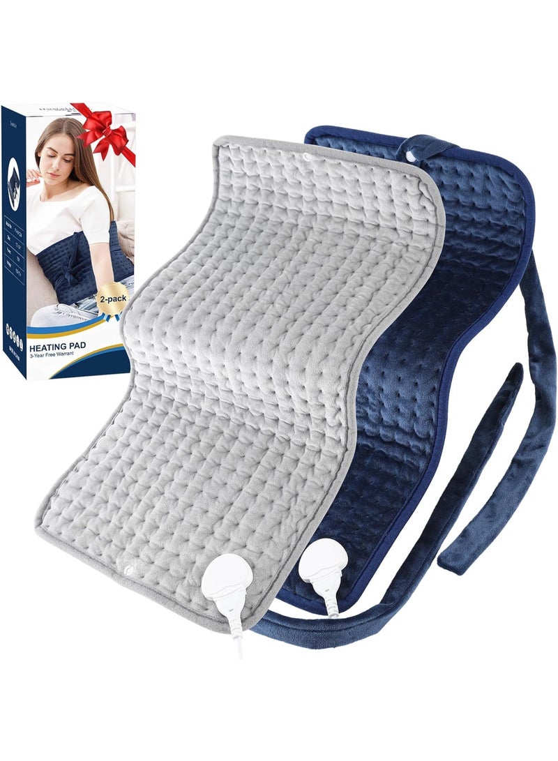 XL Electric Heating Pad with Adjustable Belt, Moist & Dry Heat Therapy, 10 Heat Levels, Auto Shut-Off, Machine Washable, 12 x 24 Inch – 2 Pack - Image 1