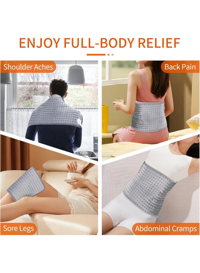 XL Electric Heating Pad with Adjustable Belt, Moist & Dry Heat Therapy, 10 Heat Levels, Auto Shut-Off, Machine Washable, 12 x 24 Inch – 2 Pack - Image 3