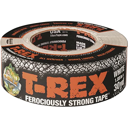 T-REX Ferociously Strong Tape, Duct Tape with UV Resistant & Waterproof Backing for Wood Brick Concrete and More, 30 yd. x 1.88", White, 1-Roll (241534) - Image 1