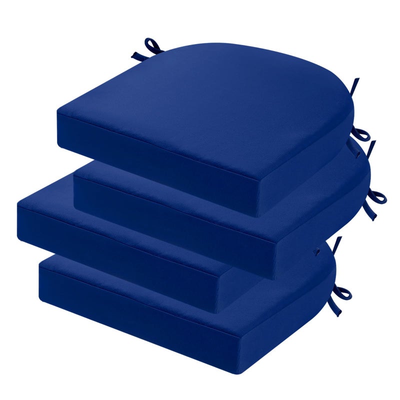 idee-home Outdoor Chair Cushions Set of 2, Thick 19" x 19" x 3" Outdoor Seat Cushions Patio Furniture Waterproof with Ties, Dining Pads - Image 1