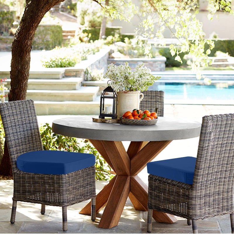 idee-home Outdoor Chair Cushions Set of 2, Thick 19" x 19" x 3" Outdoor Seat Cushions Patio Furniture Waterproof with Ties, Dining Pads - Image 5