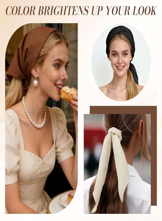 MAYCREATE® 3Pcs Bandana Scarf Fashion Bandanas for Women Girls Triangular Hair Scarf for Women Tie Back Countryside Style Soft Cotton Head Bands with Knot Design - Beige, Brown & Navy - Image 5