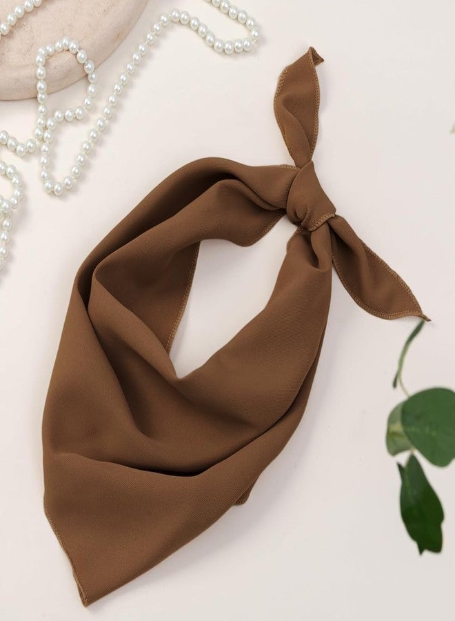 MAYCREATE® 3Pcs Bandana Scarf Fashion Bandanas for Women Girls Triangular Hair Scarf for Women Tie Back Countryside Style Soft Cotton Head Bands with Knot Design - Beige, Brown & Navy - Image 3
