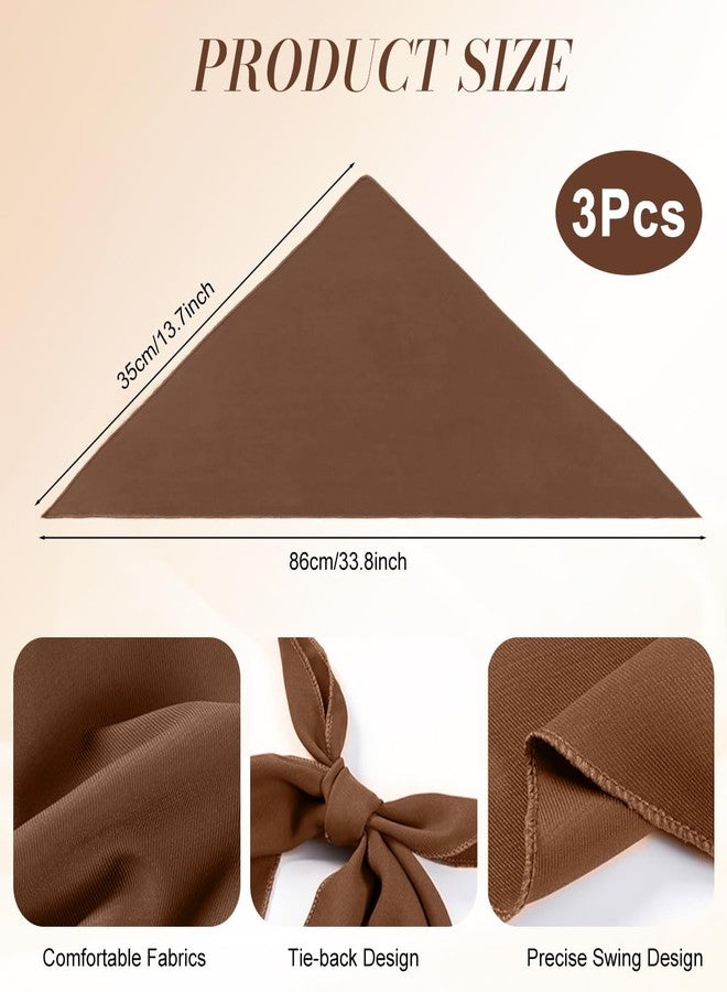 MAYCREATE® 3Pcs Bandana Scarf Fashion Bandanas for Women Girls Triangular Hair Scarf for Women Tie Back Countryside Style Soft Cotton Head Bands with Knot Design - Beige, Brown & Navy - Image 2