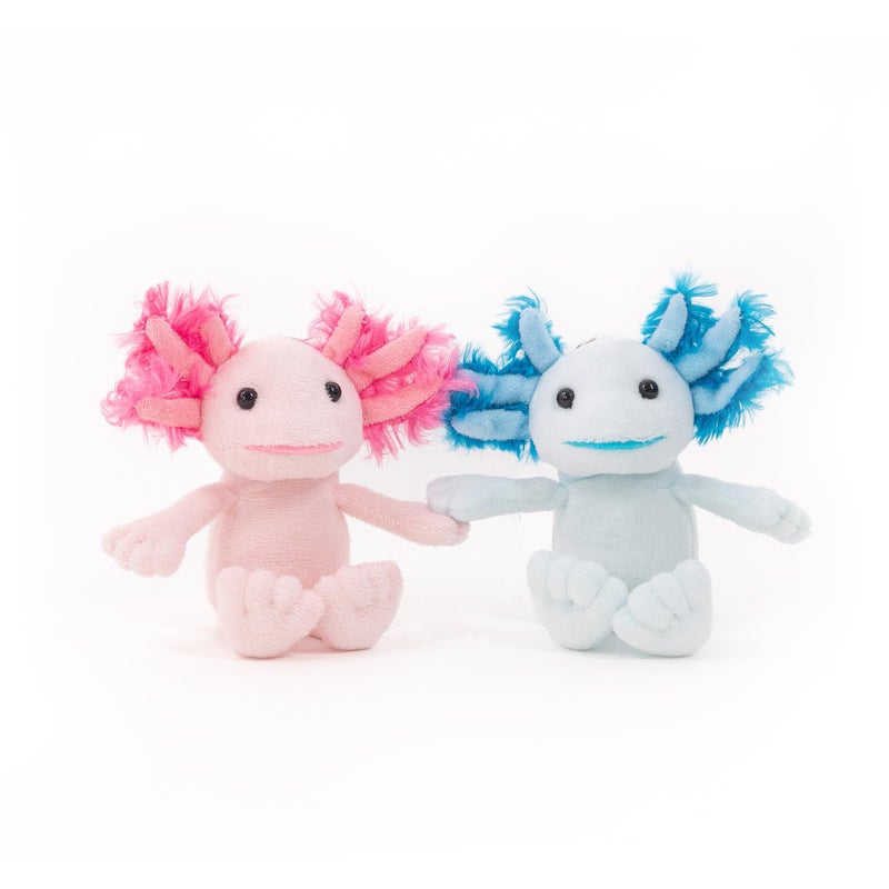 Plushland Magnetic Axolotl Pair - Coral & Aqua Hand-Holding Plush Keychain Set, Healing Emotional Support Gift with Heart Charm, Ocean Animal Charm for Resilience 4 Inches (Healing Axolotl Pair) - Image 1
