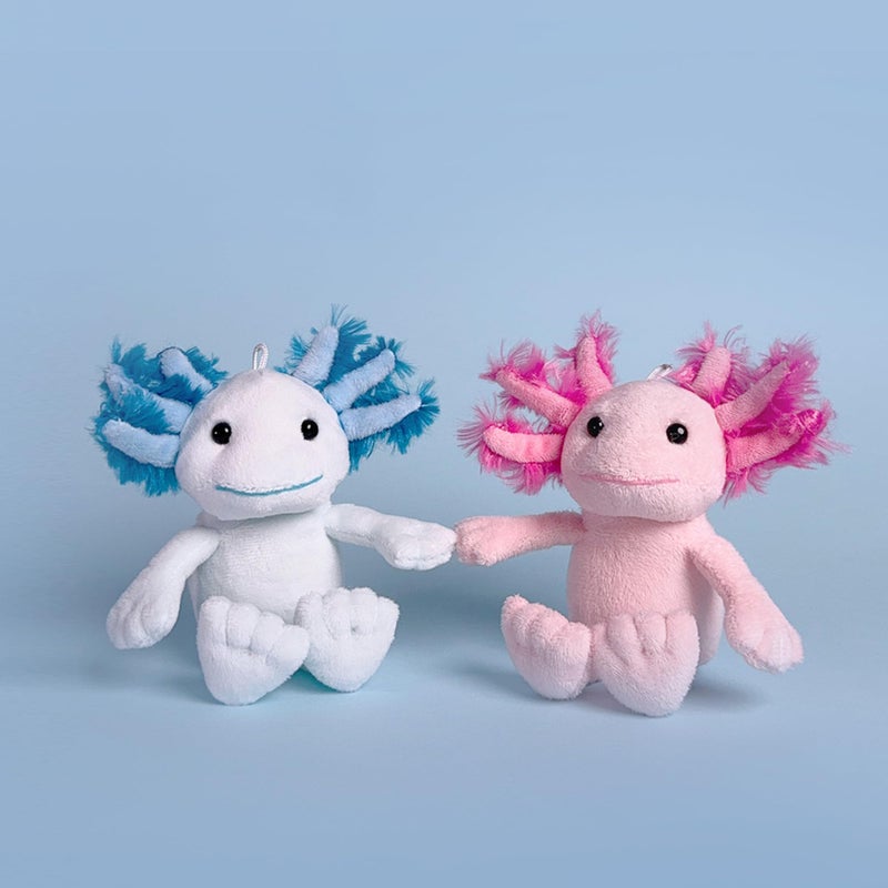 Plushland Magnetic Axolotl Pair - Coral & Aqua Hand-Holding Plush Keychain Set, Healing Emotional Support Gift with Heart Charm, Ocean Animal Charm for Resilience 4 Inches (Healing Axolotl Pair) - Image 4