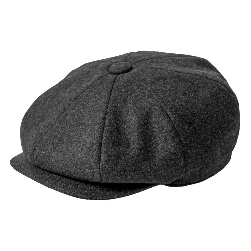 JANGOUL Men Wool Blend 8 Panel Newsboy Cap Tweed Cabbie Hat Snap Brim (Dark Grey, 7 7/8) - Image 1