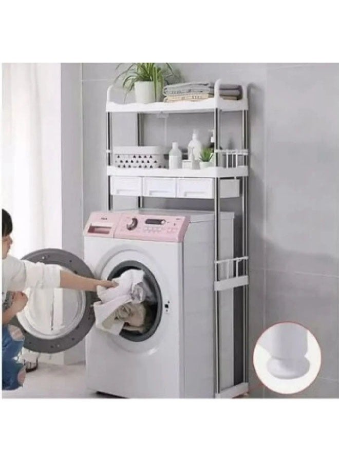 White storage and organization shelves for the washing machine or clothes dryer  - Image 1
