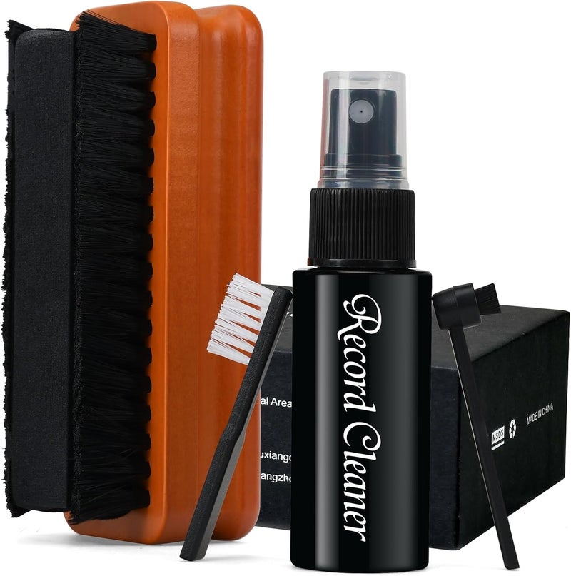 kulloomii Vinyl Record Cleaning Kit, 4-in-1 Anti-Static Cleaner Set Includes - 2 in1 Ultra-Soft Velvet & Microfiber Brush - Deep Cleaning Liquid - Stylus & Duster Brush, Vinyl Care for Lps Ablums - Image 1