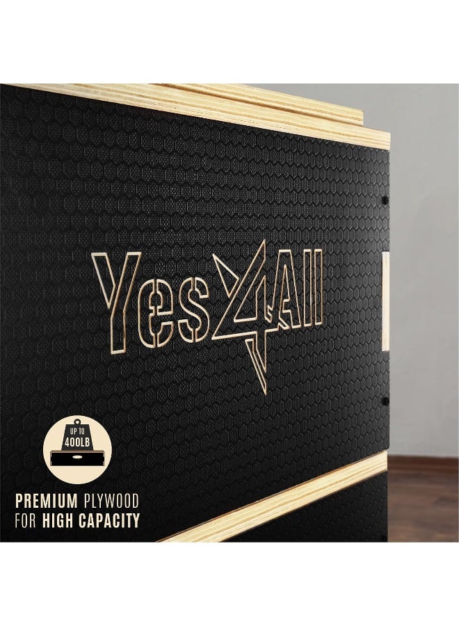 Yes4All Yes4All Stackable Wooden Plyo Box, Plyometric Box with Anti-Slip Surface for Home Gym & Outdoor Workout - Black - 6" - Image 3