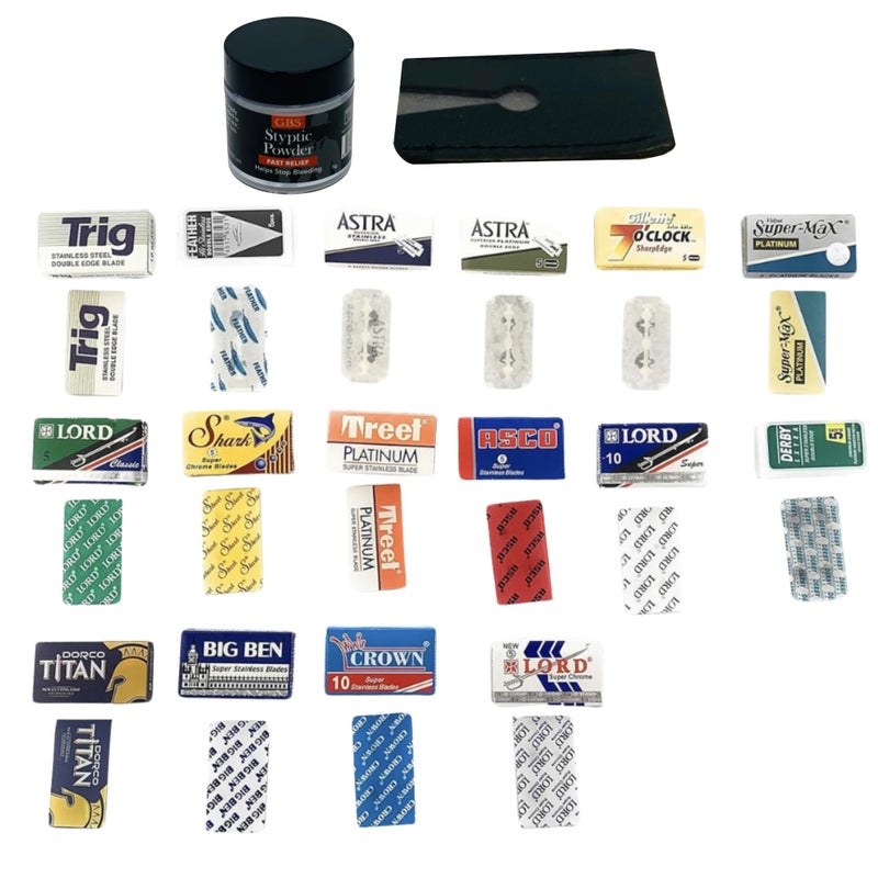 G.B.S GENTS Double Edge Razor Blade Sample Pack, Variety of 16 Safety Blades - Image 1