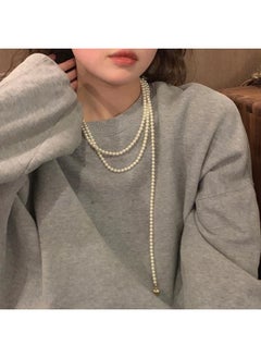 نيبمينينت Super Fairy Long Pearl Necklace Trendy Temperament Palace Style Niche Design Clavicle Chain Exquisite Gentle Sweater 