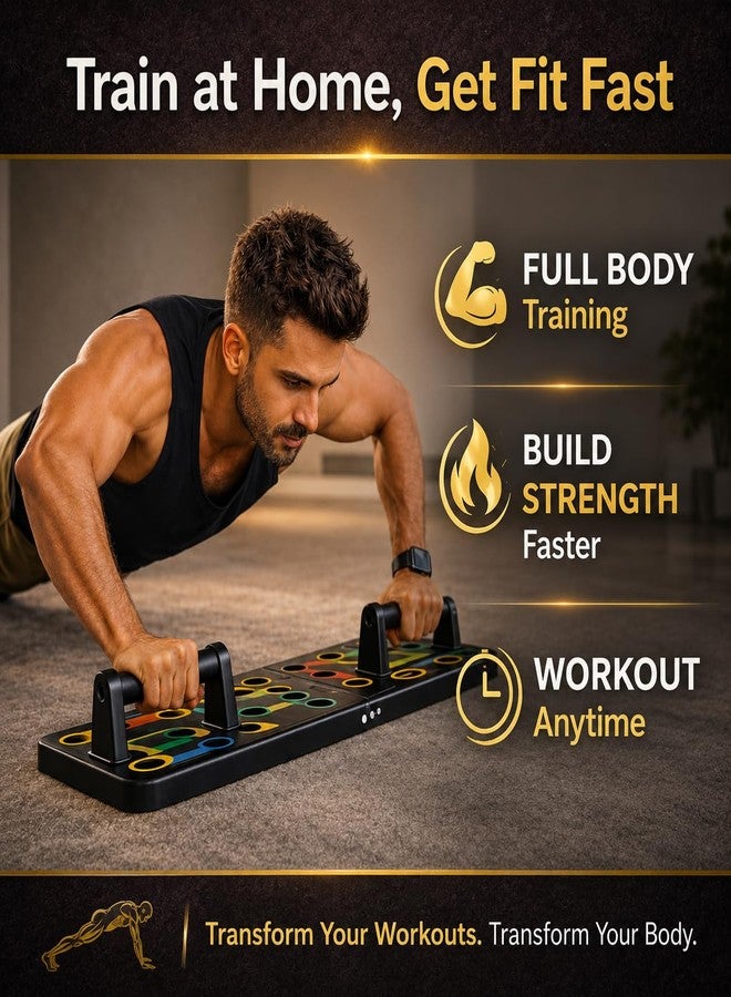PulGos 15-in-1 Pushup Board for Men & Women | Foldable Gym Equipment for Home Workout | 𝐌𝐮𝐥𝐭𝐢- 𝐅𝐮𝐧𝐜𝐭𝐢𝐨𝐧 Push Up Stand for Chest, Triceps, Shoulders & Back | Portable Home Gym Training Kit - Image 1