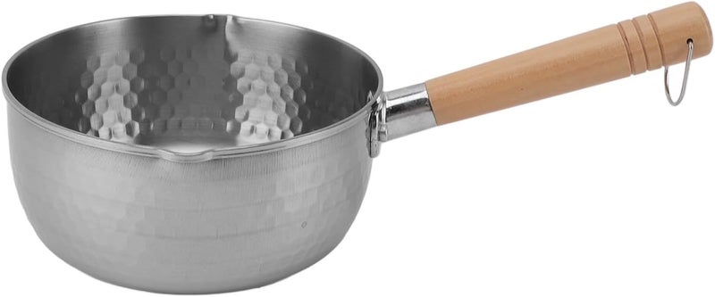 Dioche Stainless Steel Non Stick Sauce Pan with Long Beechwood Handle - 18cm Multipurpose Electric Cooking Pot for Noodles, Soup, and Milk (18cm) - Image 2