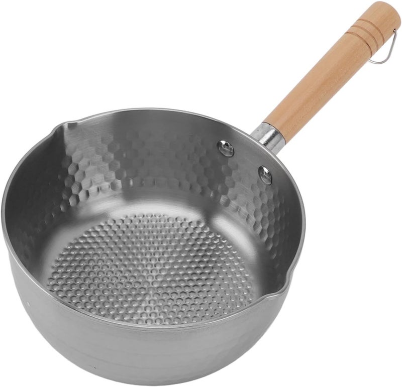 Dioche Stainless Steel Non Stick Sauce Pan with Long Beechwood Handle - 18cm Multipurpose Electric Cooking Pot for Noodles, Soup, and Milk (18cm) - Image 1