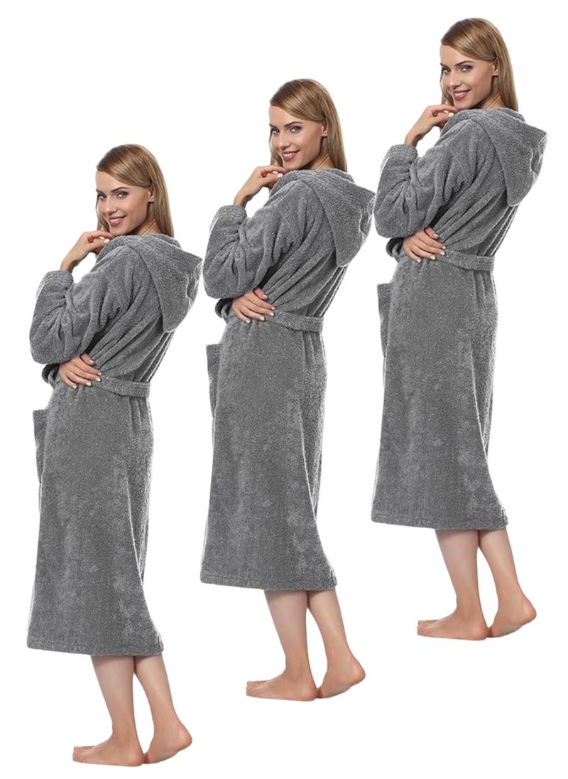 White Rose 3 Pieces Grey Color Unisex Hotel Spa Terry Bathrobe Small size  - Image 1