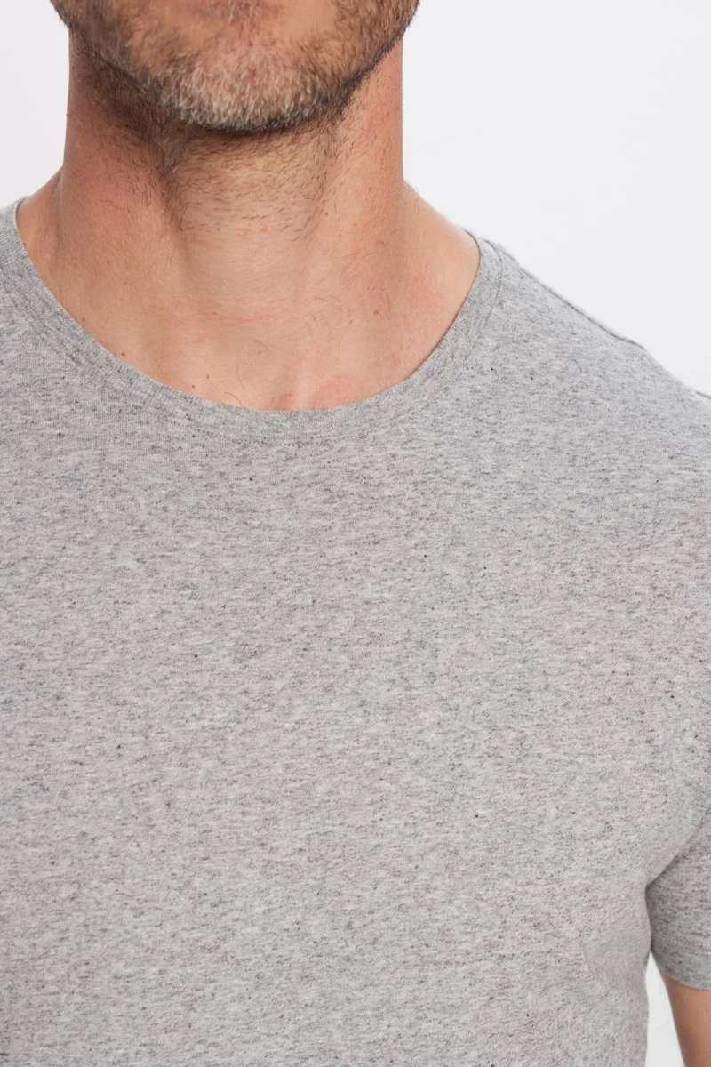 Tudors Men's Slim Fit Narrow Cut Cotton Soft Textured Flexible Fabric Plain Basic Gray Crew Neck T-Shirt