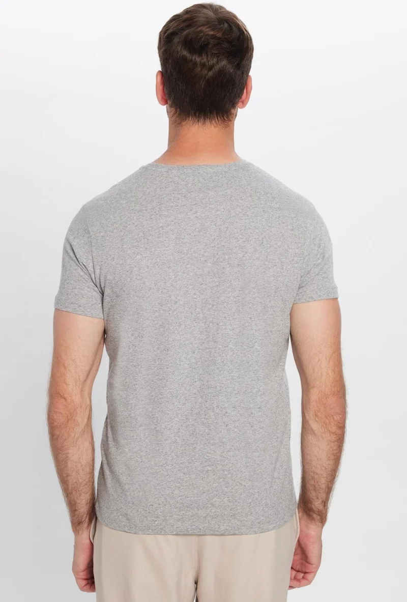 Tudors Men's Slim Fit Narrow Cut Cotton Soft Textured Flexible Fabric Plain Basic Gray Crew Neck T-Shirt