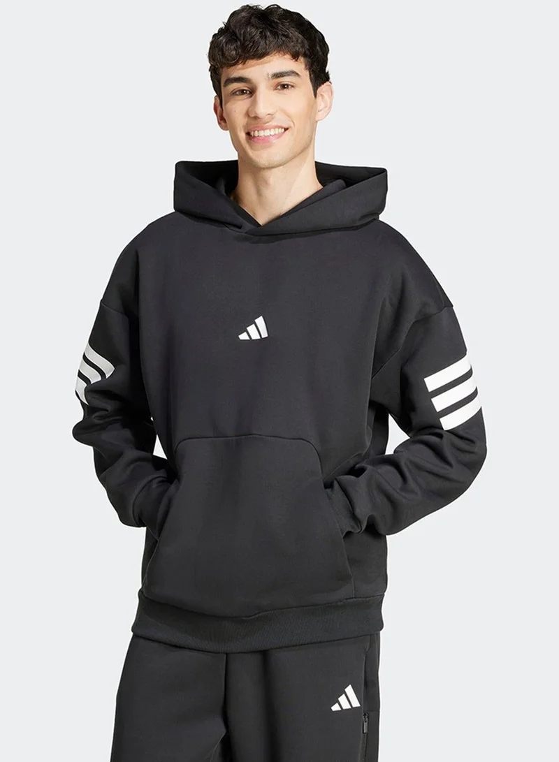 Adidas BLACK Future Icons Three Stripes Hoodie for Men | Best Price UAE