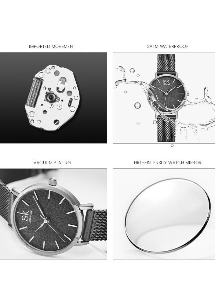 SK Waterproof Ladies Quartz Wrist Watch Fashion Milano Mesh Strap  - Image 2