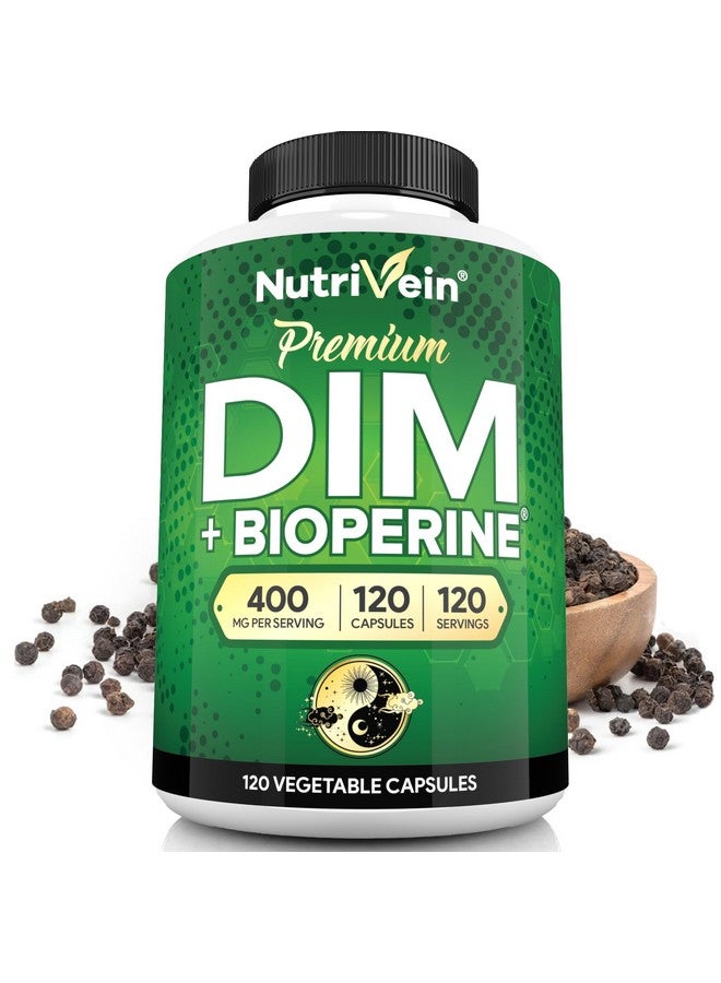Nutrivein Nutrivein Premium DIM Supplement 400 mg Daily - 120 Servings (120 Capsules): Diindolylmethane for Women and Men - Plus Bioperine - Estrogen Supplement - Menopause and Middle Age Support - Image 1