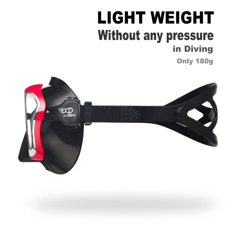 EXP VISION Adult Scuba Diving Mask, Anti-Fog Snorkel Goggles Tempered Glass Swim Mask Goggles with Nose Cover Professional Snorkeling Gear for Diving Snorkeling (Red) - Image 5