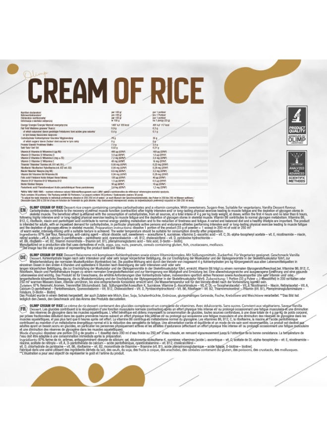 Olimp Sport Nutrition Cream of Rice Vanilla Dessert 2.2 lb – High-Quality Rice-Based Carbohydrate Meal with 12 Vitamins for Energy & Recovery - Image 5