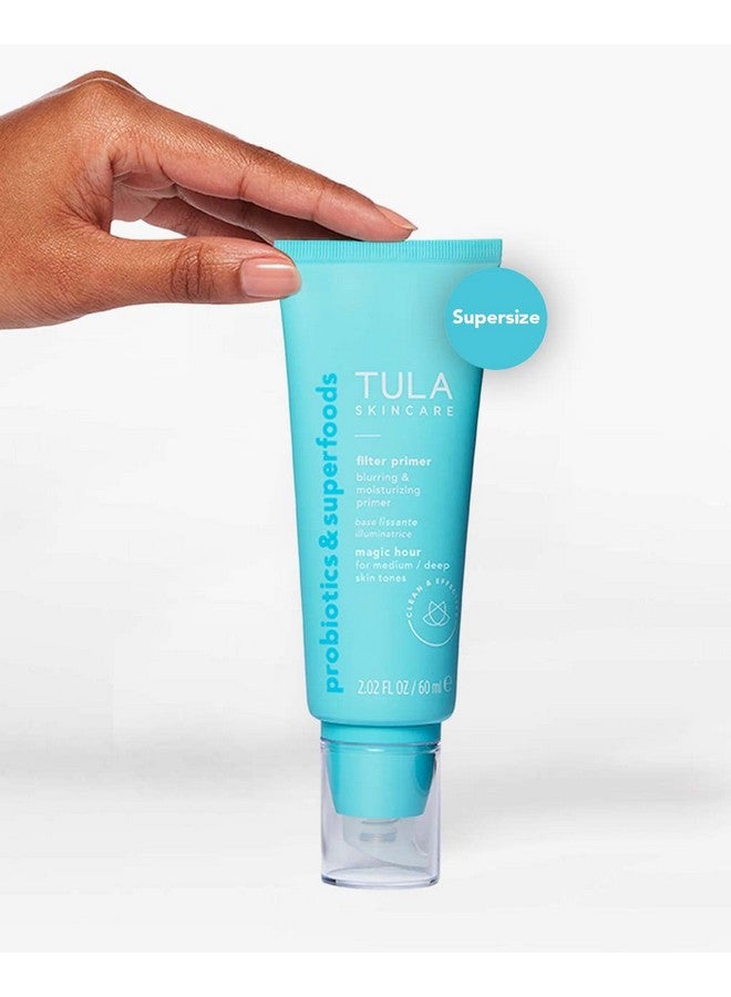 TULA Skin Care Face Filter Blurring And Moisturizing Primer ; Smoothing Face Primer Evens The Appearance Of Skin Tone & Redness Hydrates & Improves Makeup Wear (Supersize Magic Hour/Medium Deep) - Image 3