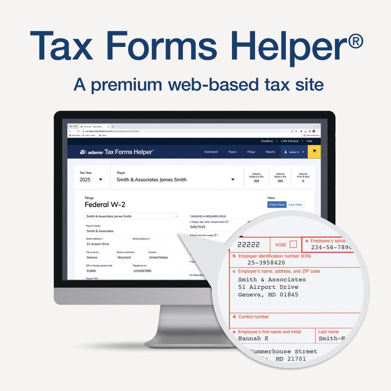 Adams W-2 Forms 2025, 6-Part Kit for 12 Recipients, Includes 12 Envelopes, 3 W-3 Forms, QuickBooks Compatible, eFile Access and Printing Through Adams Tax Forms Helper Software (1017237) - Image 3