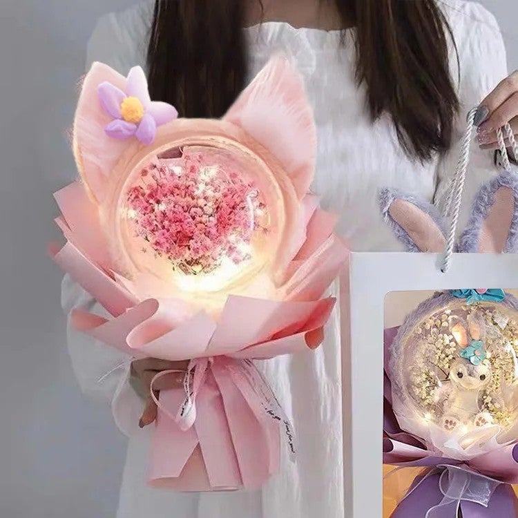 Bluejw Everlasting Dried Flower Bouquet for Women – Perfect Graduation, Christmas, Valentine's Day & Halloween Gift Featuring Cute Cartoon Characters - Image 1