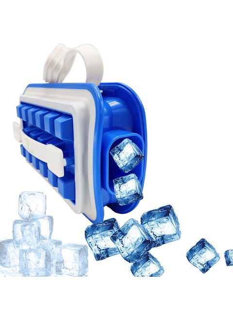 Amour Plastic Pop Ice Maker - Innovative Cube Tray Mold - Ice Maker,Storage Container,Dispenser - Ultra-Portable,Insulated To Limit Melting,Non-Bpa - Makes 18 Large Frozen Cubes - Sapphire Blue Color